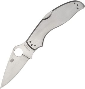 Spyderco Uptern Lockback - Stainless Handle