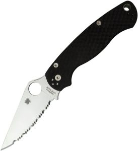 Spyderco Para Military 2 Folding Knife 3.5" Serrated S45VN Black G10