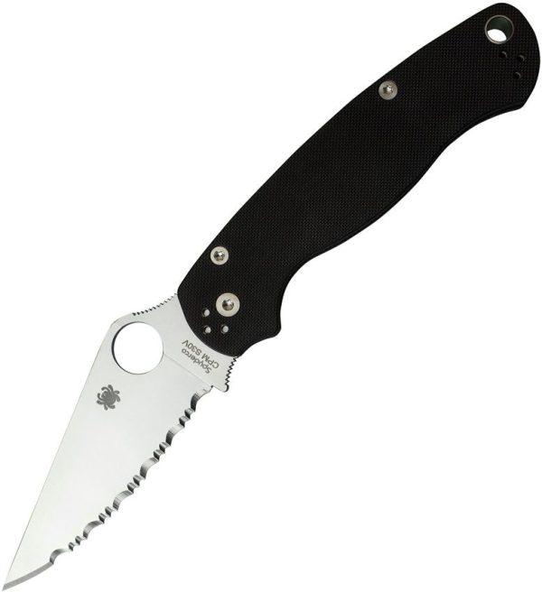 SC81GS2.jpg Spyderco Para Military 2 Folding Knife 3.5" Serrated S45VN Black G10