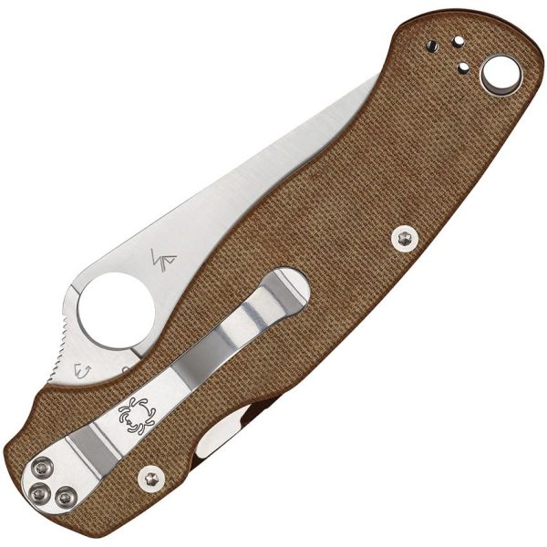 SC81MPCW2_add_01.jpg Spyderco Para Military 2 Compression Lock Folding Knife Brown Canvas Micarta CPM Cru-Wear
