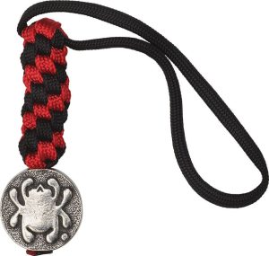 Spyderco Pewter Flat Bead Black Red Paracord Lanyard