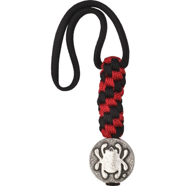 SCBEAD5LY_add_01.jpg Spyderco Pewter Flat Bead Black Red Paracord Lanyard