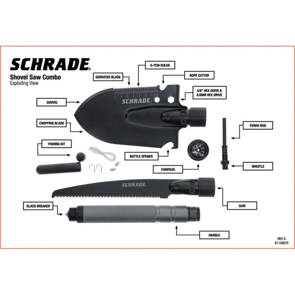 Schrade Frontier Shovel Saw Combo Multi Tool 3Cr13 Black