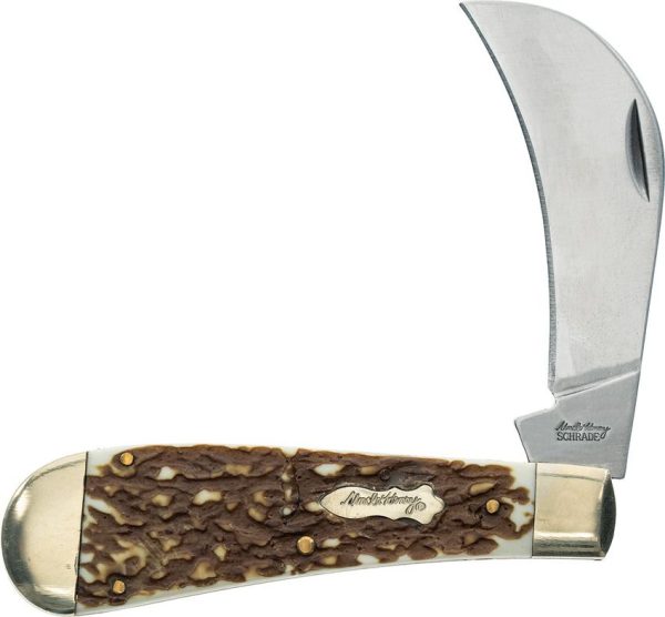 SCH1135996.jpg Uncle Henry Hawkbill Pruner Folding Knife 4" Staglon Handle