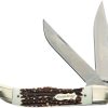 Schrade Uncle Henry Folding Hunter 7Cr17MoV Staglon Handle