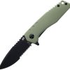 Schrade Artillery Linerlock Folding Knife Green AUS-10A