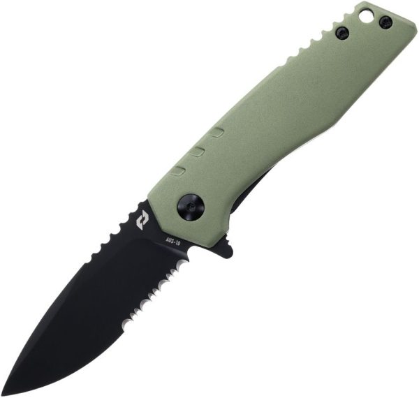 Schrade Artillery Linerlock Folding Knife Green AUS-10A