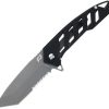 Schrade Ventricle Framelock Black Partially Serrated