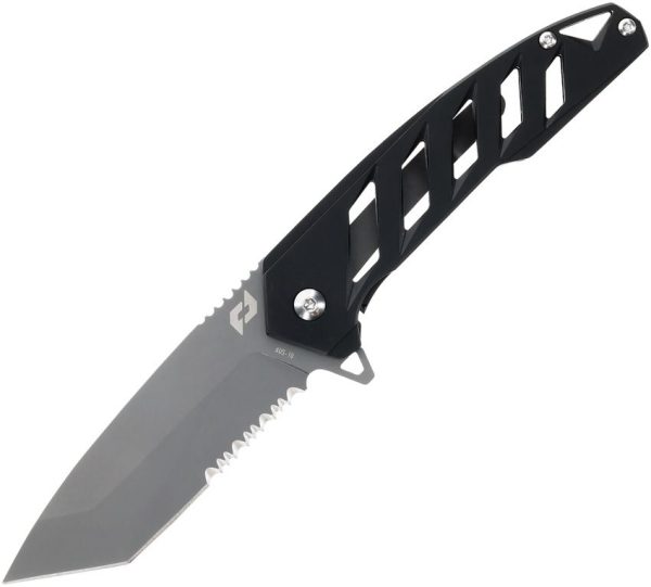 Schrade Ventricle Framelock Black Partially Serrated