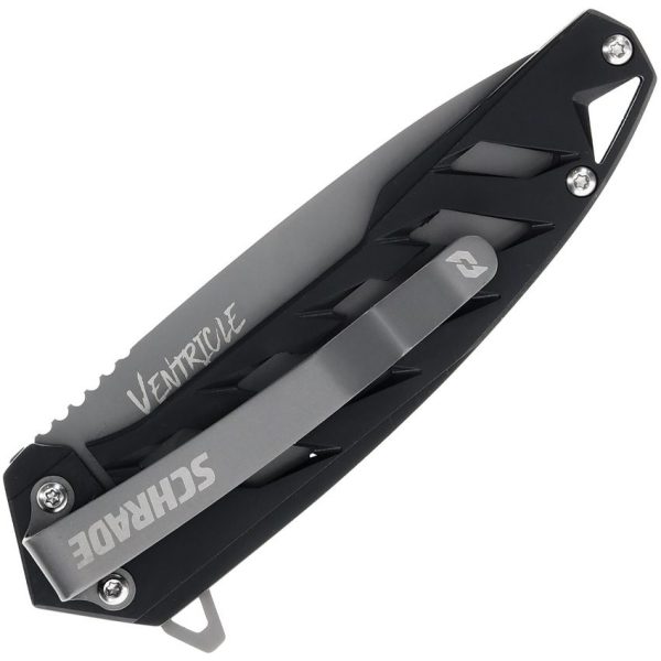 Schrade Ventricle Framelock Black Partially Serrated