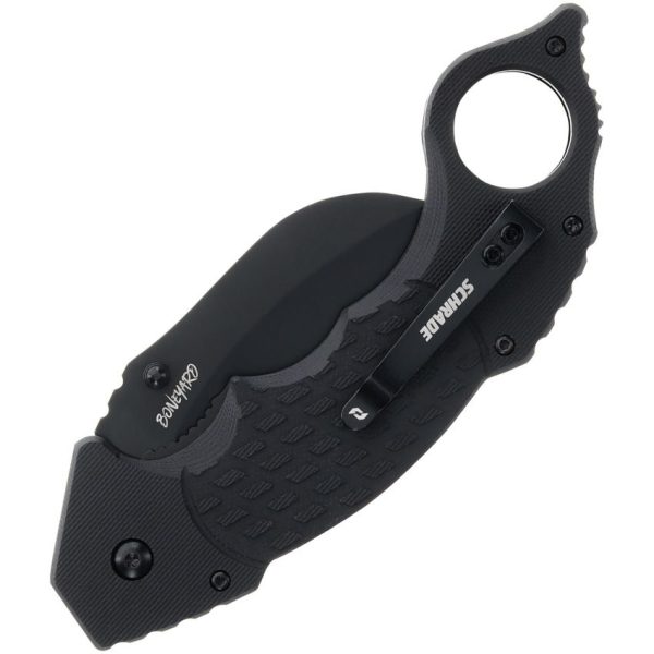 Schrade Boneyard Linerlock Folding Knife 3" Karambit Black G10
