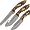 Schrade Hunting Knife Set 3pc Fixed Blade Stainless Staglon