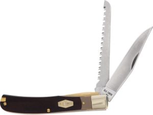 Schrade OT Buzz Saw Trapper Folding Knife Brown Delrin Handle