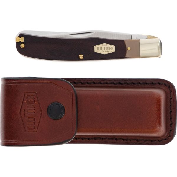 Schrade OT Buzz Saw Trapper Folding Knife Brown Delrin Handle