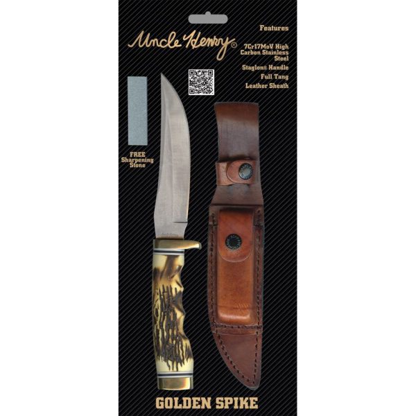 Schrade Uncle Henry Golden Spike - Staglon Handle