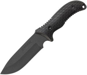 Schrade Frontier Fixed Blade Knife 1095HC Steel Black TPE Handle