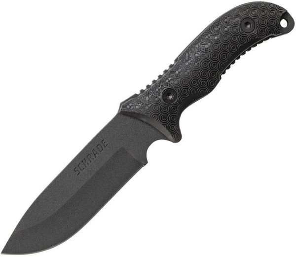 Schrade Frontier Fixed Blade Knife 1095HC Steel Black TPE Handle