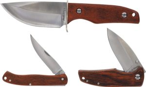 Schrade Uncle Henry Fixed/Folder Set - Brown Wood