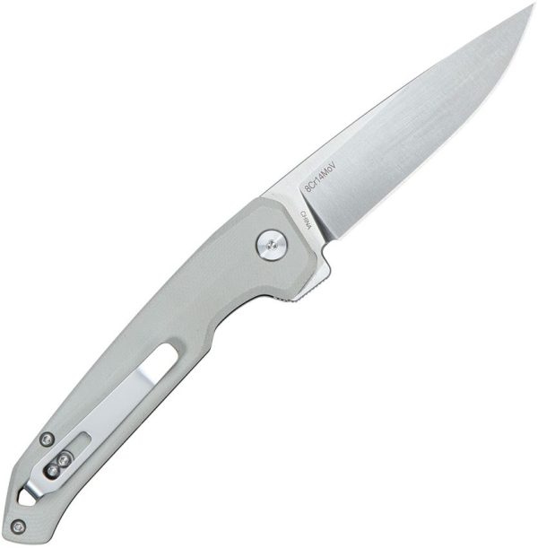 DOTS Gear Dude Button Lock Gray Folding Knife 8Cr14MoV