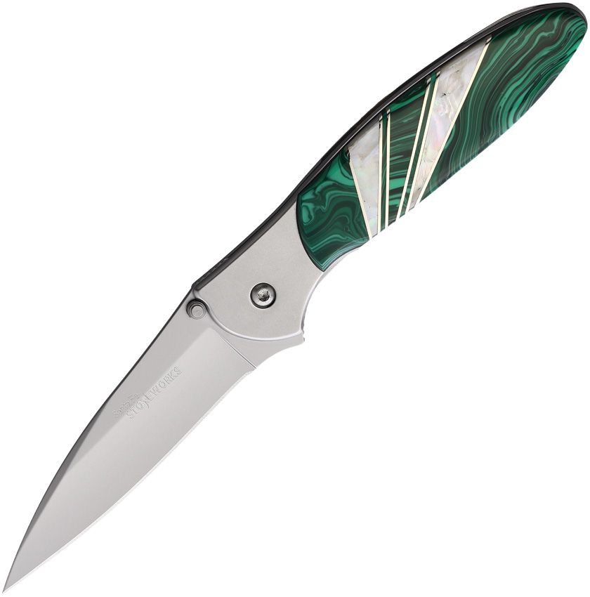 Santa Fe Stoneworks Kershaw Leek Framelock 3" Assisted Opening Folding Knife Malachite Mother of Pearl