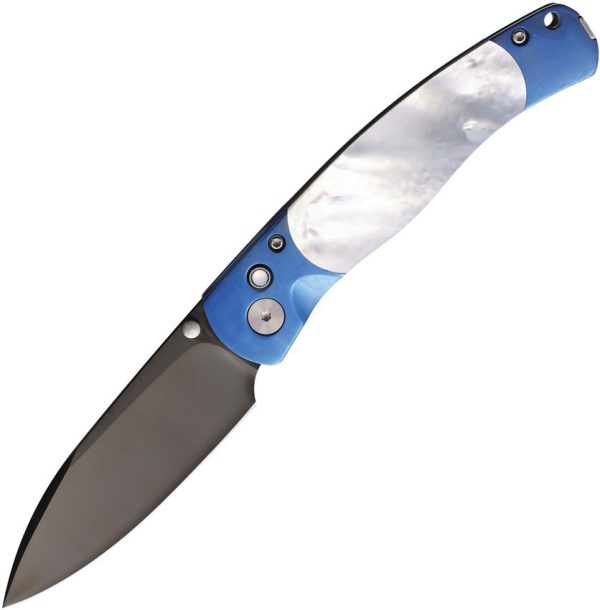 Santa Fe Stoneworks Button Lock Mother of Pearl Folding Knife