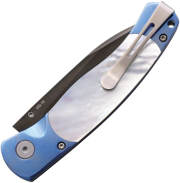 Santa Fe Stoneworks Button Lock Mother of Pearl Folding Knife