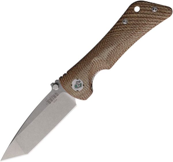 Southern Grind Spider Monkey Tanto S35VN Folding Knife Tan Micarta