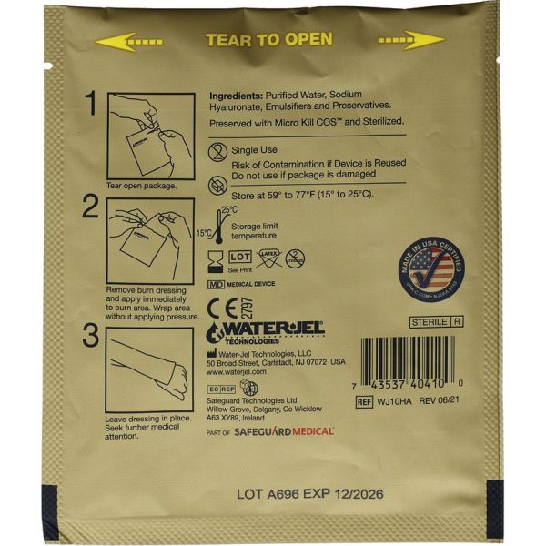 Water Jel Military Burn Dressing 4x4 inches Sterile Gel
