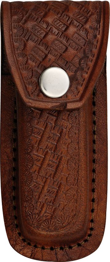 Sheaths Dark Brown Leather Folding Knife Sheath - Basketweave