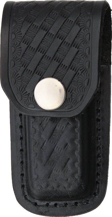 Sheaths Folding Knife Sheath - Black Basketweave Leather 3in