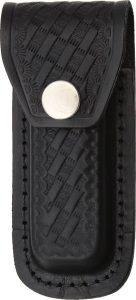 Sheaths Folding Knife Sheath - Black Basketweave Leather 4in