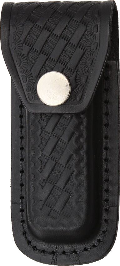 Sheaths Folding Knife Sheath - Black Basketweave Leather 4in