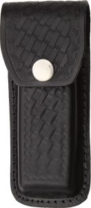 Sheaths Folding Knife Sheath - Black Basketweave Leather 5in