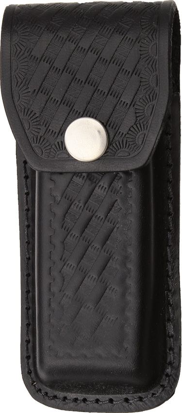 Sheaths Folding Knife Sheath - Black Basketweave Leather 5in