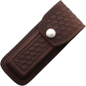Sheaths Leather Belt Pouch - Dark Brown Basket Weave