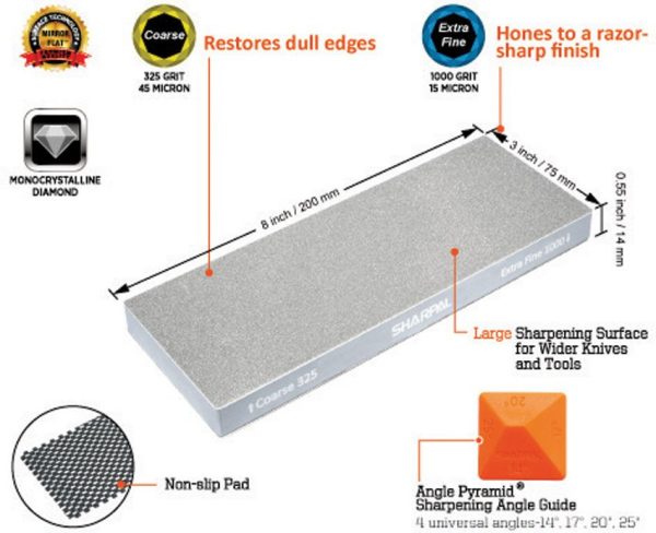 Sharpal Dual-Grit Diamond Stone - Coarse/Extra Fine