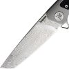 Krudo XZILE Framelock Damascus Tanto Folding Knife Gray TiNi