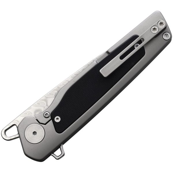 Krudo XZILE Framelock Damascus Tanto Folding Knife Gray TiNi