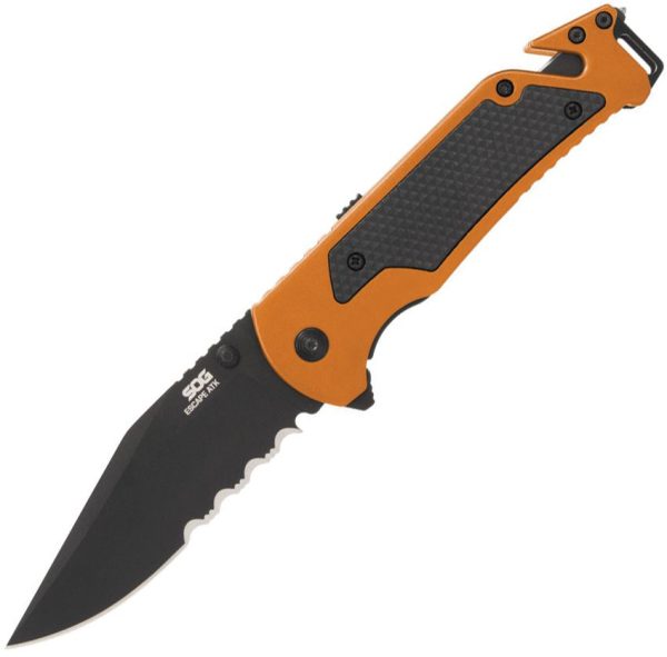 SOG Escape ATK 2.0 Assisted Folding Knife AUS-8 Black Orange
