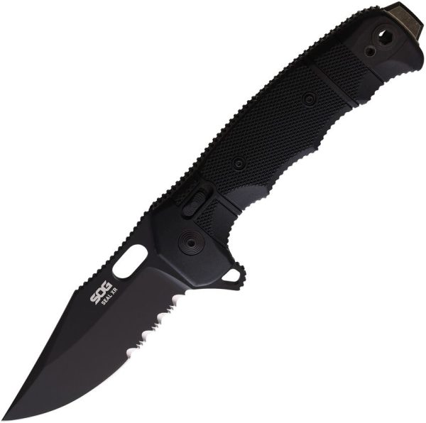 SOG Seal XR Lock Black Folding Knife 4" Blade