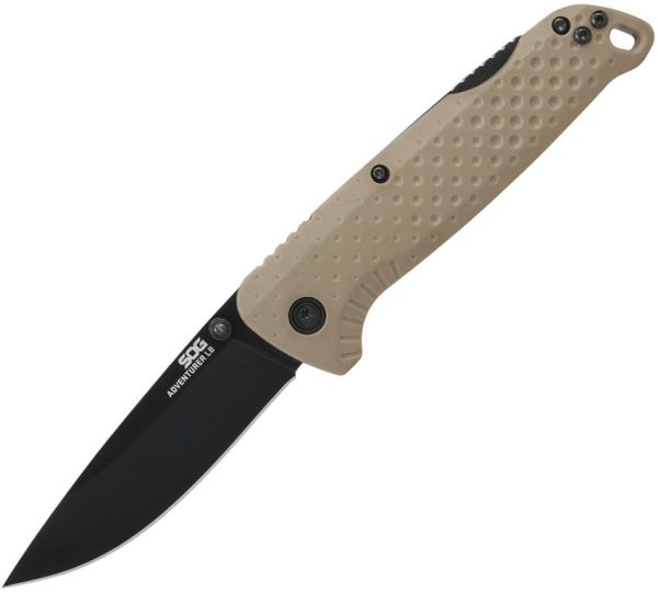 SOG Adventurer Lockback Drop Point FDE/Black