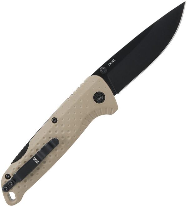 SOG Adventurer Lockback Drop Point FDE/Black