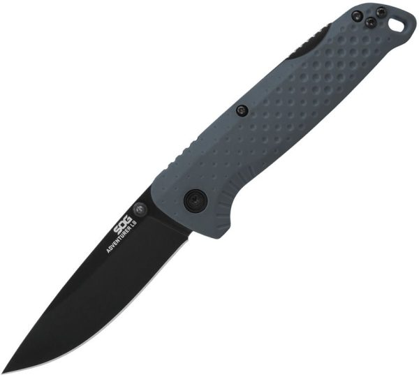SOG Adventurer Lockback Drop Point Gray/Black