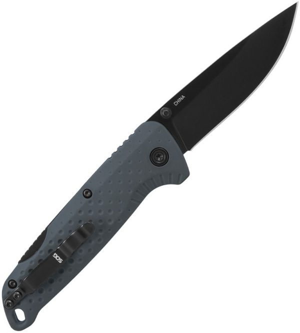 SOG Adventurer Lockback Drop Point Gray/Black