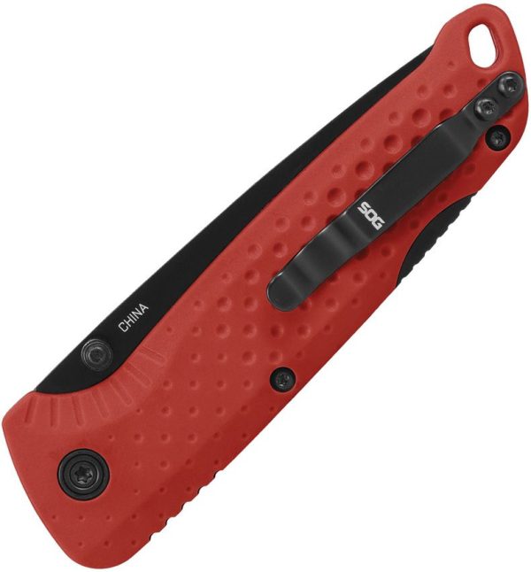 SOG Adventurer Lockback Drop Point Red/Black