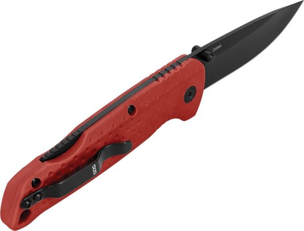 SOG Adventurer Lockback Drop Point Red/Black