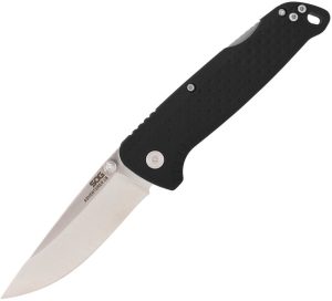 SOG Adventurer Lockback Drop Point Black Satin