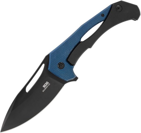 SOG Bulwark Framelock Folding Knife 3" D2 Blue Micarta