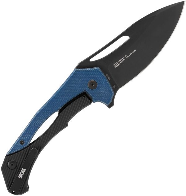 SOG Bulwark Framelock Folding Knife 3" D2 Blue Micarta