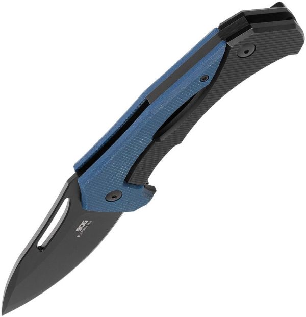 SOG Bulwark Framelock Folding Knife 3" D2 Blue Micarta